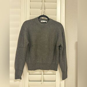 Zara long sleeve dark kahki Crewneck Sweater small